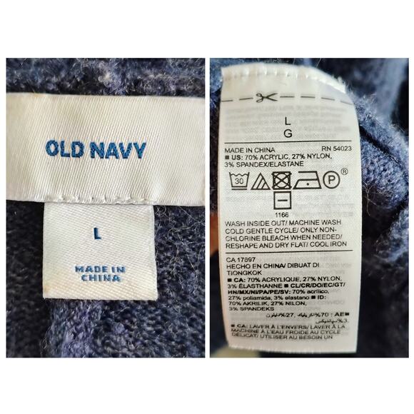 Old Navy Women Large Navy Blue Open Front Cardigan Sweater Top Soft Cozy Stretch - Picture 2 of 6